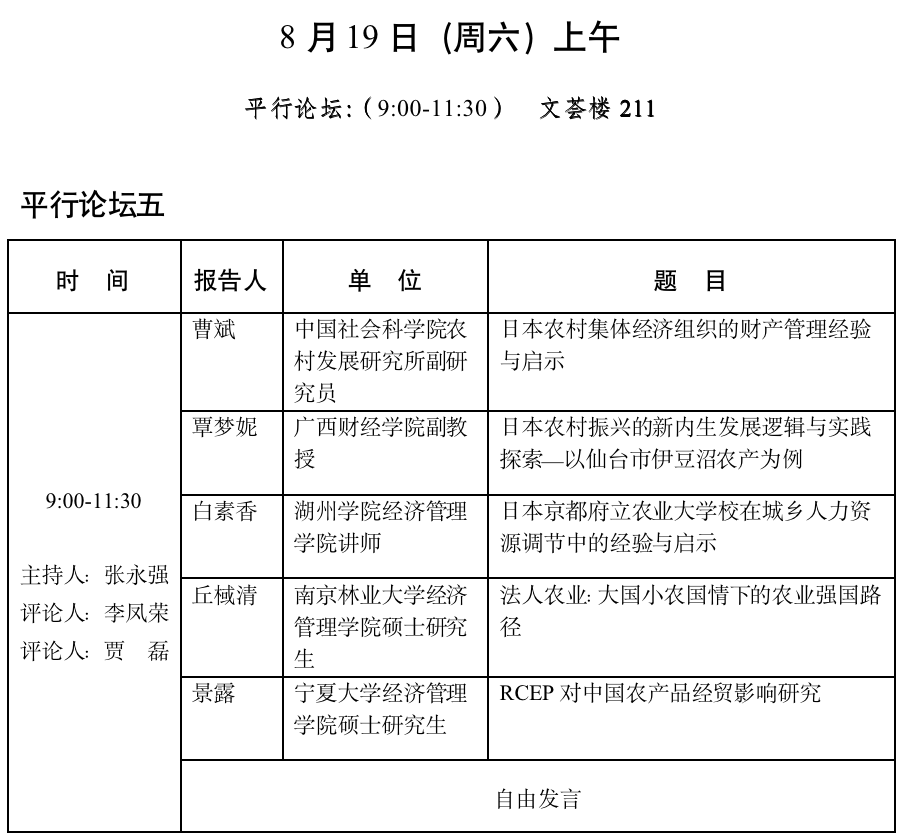 中国国外农业经济研究会2023年会员代表大会暨学术研讨会会议议程