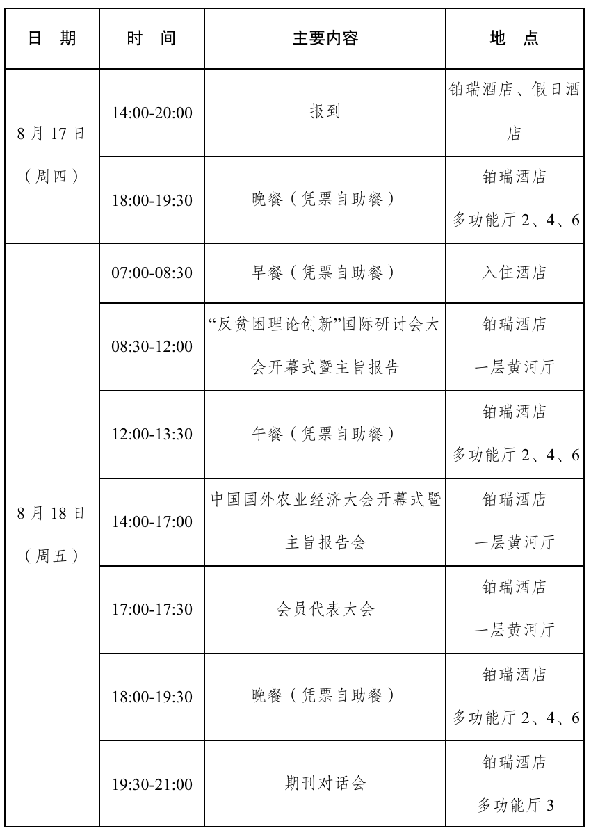 中国国外农业经济研究会2023年会员代表大会暨学术研讨会会议议程