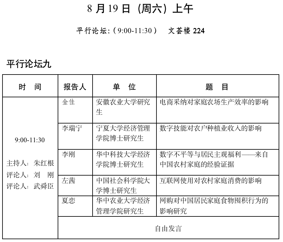 中国国外农业经济研究会2023年会员代表大会暨学术研讨会会议议程